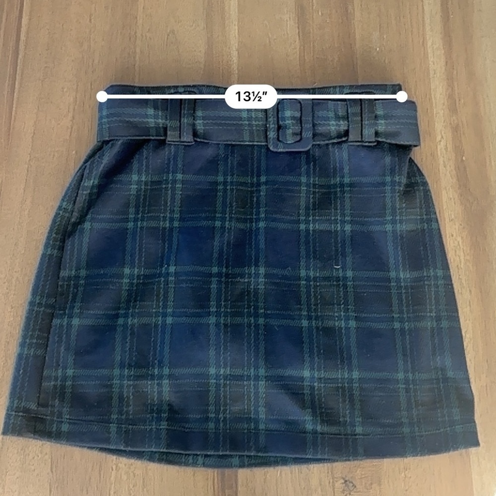 abercrombie kids belted blue/green plaid skirt/skort sz 15/16 - Picture 5 of 7